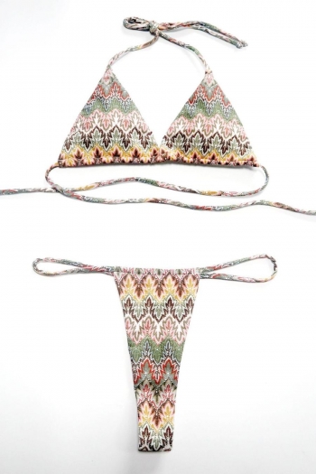 Wholesale Sexy Batch Printing Padded Halter Neck Triangle Bikini Set