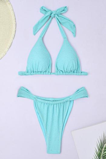 Wholesale Sexy 3 Colors Glitter Padded Halter Neck Triangle Bikini Set