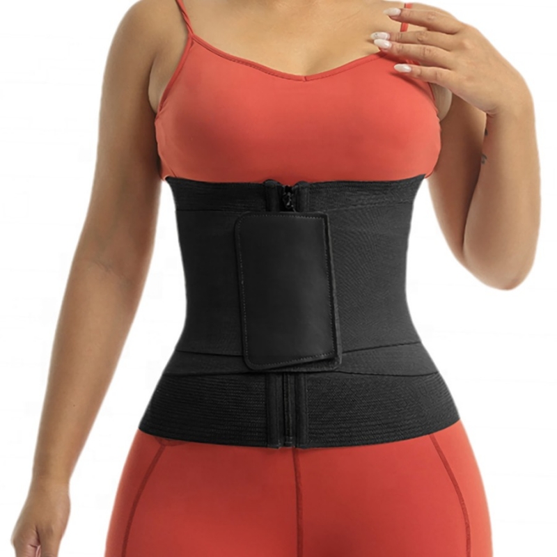 Wholesale S4XL new solid color zipup velcro waist trainer plussize