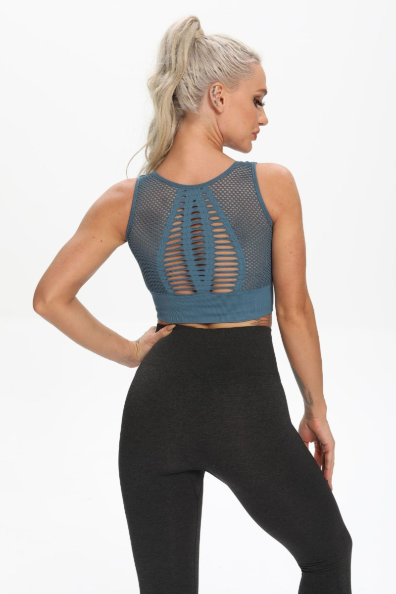 Wholesale Six colors solid color hollow out padded soft yoga sports vest 037312