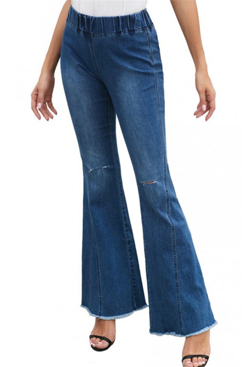elastic waist flare jeans