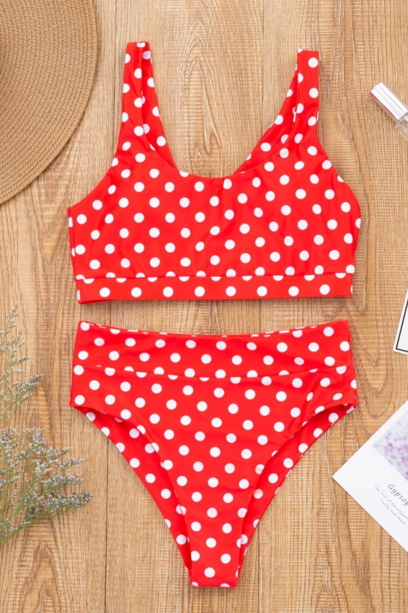 Wholesale Red Dot Print Parent-child Bikini-MOM 072095 - Girlmerry.com