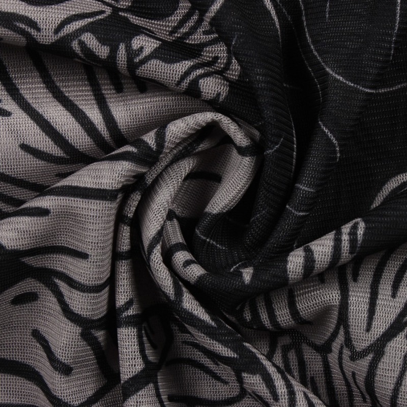 Sexy slight stretch mesh batch printing see-through high neck slim maxi dress - Image 6