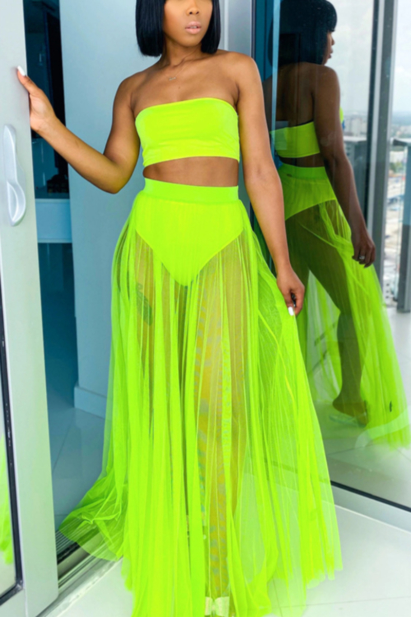 Wholesale Solid color padded tube top sexy twopiece bikini with see