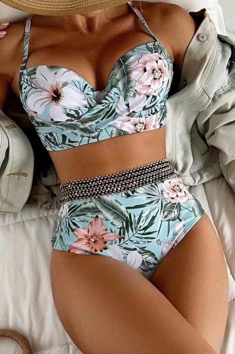 Wholesale Sexy floral printing non-removable padding underwire