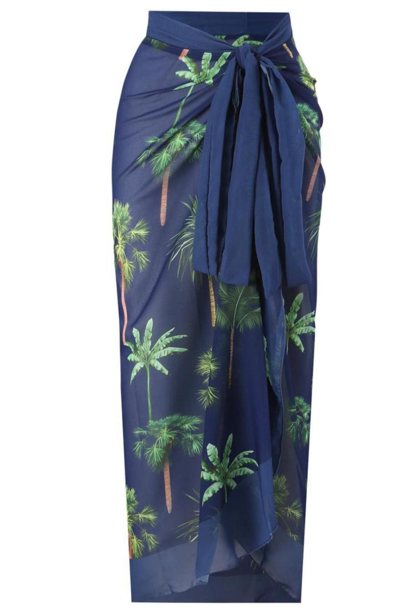 Wholesale Sexy coconut tree printing beach wrap skirt cover-up