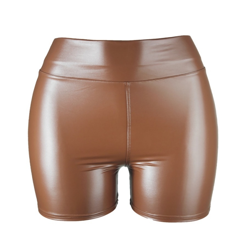 Wholesale S-5XL solid color elastic PU sexy hot tight leather shorts  FA000758 
