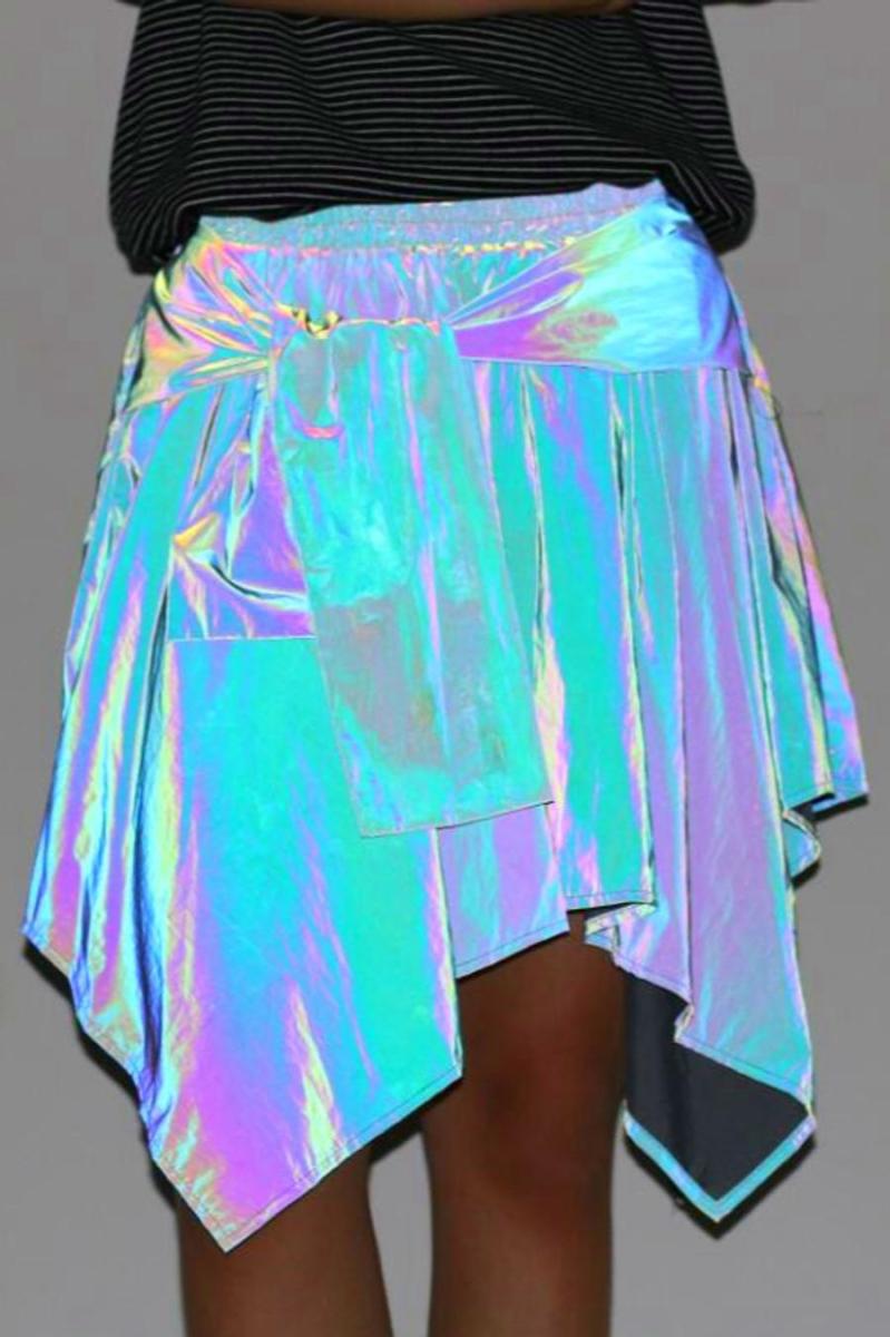 Wholesale Stylish slight stretch colorful reflective all-match irregular  mini skirt FA005269 