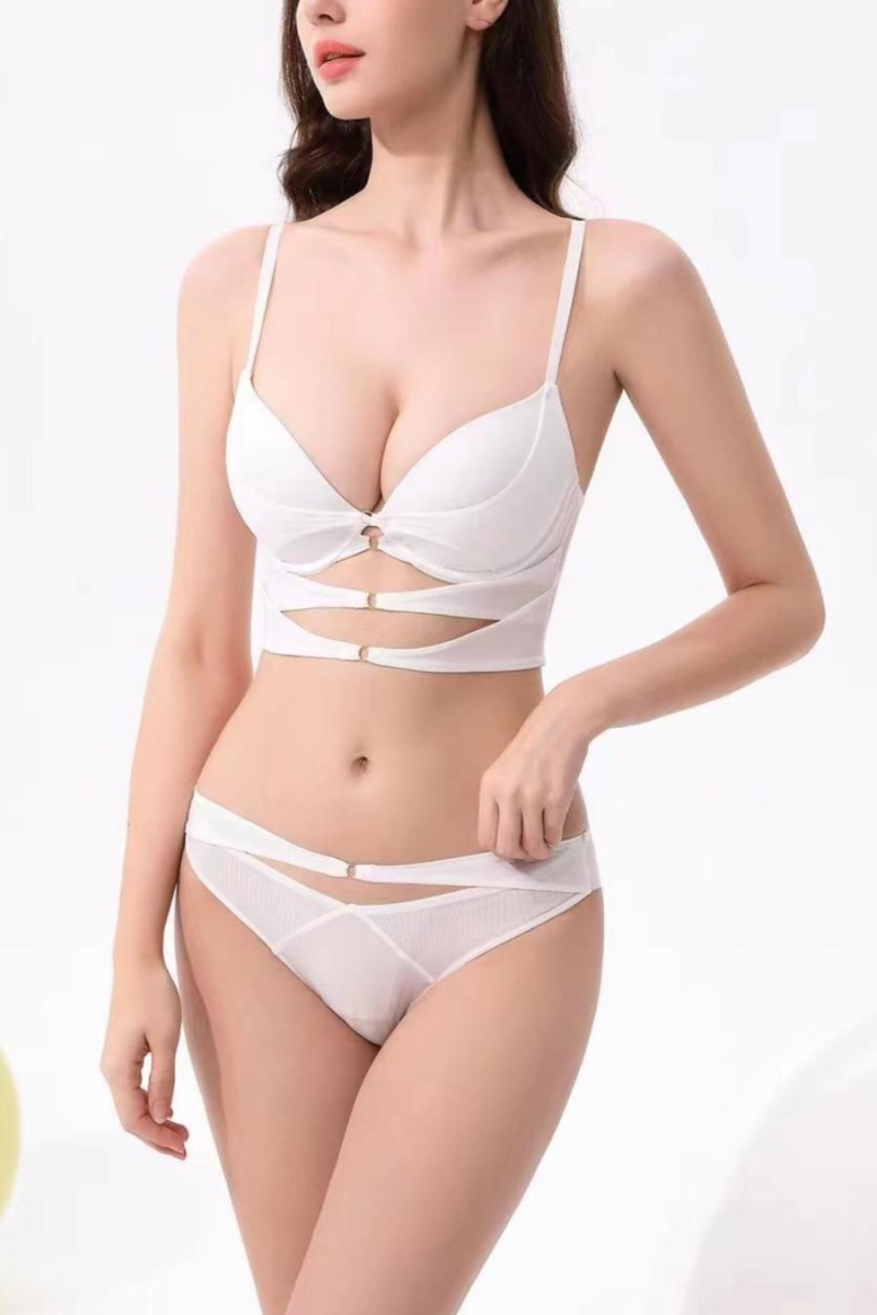 Wholesale Sexy slight stretch mesh hollow non-removable chest pad bra  set(with underwire) GA009389 