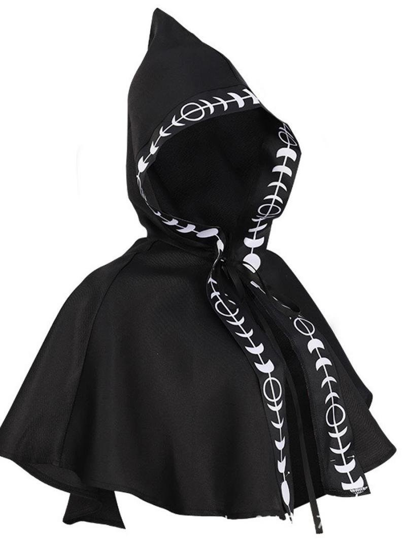 Wholesale Halloween non-stretch gothic printing short hooded cape