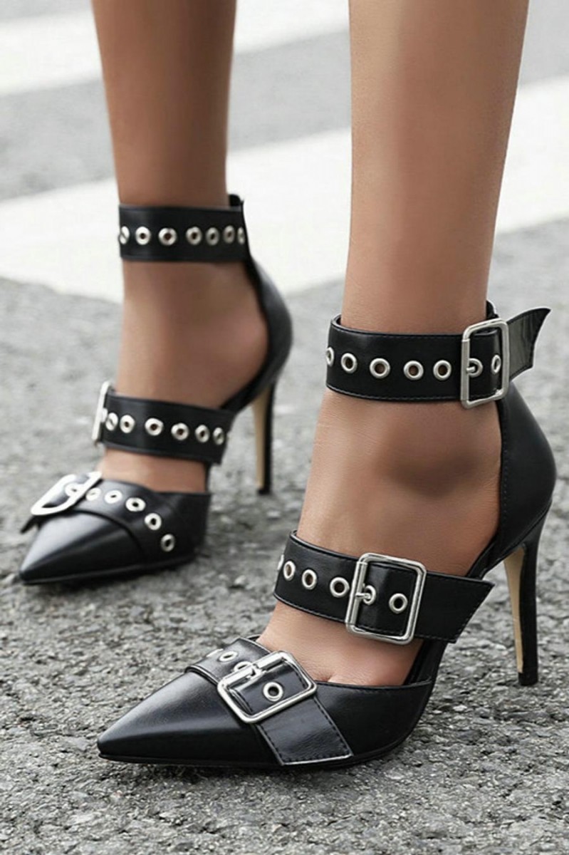 Stylish high-heeled sandals DAVES BLACK