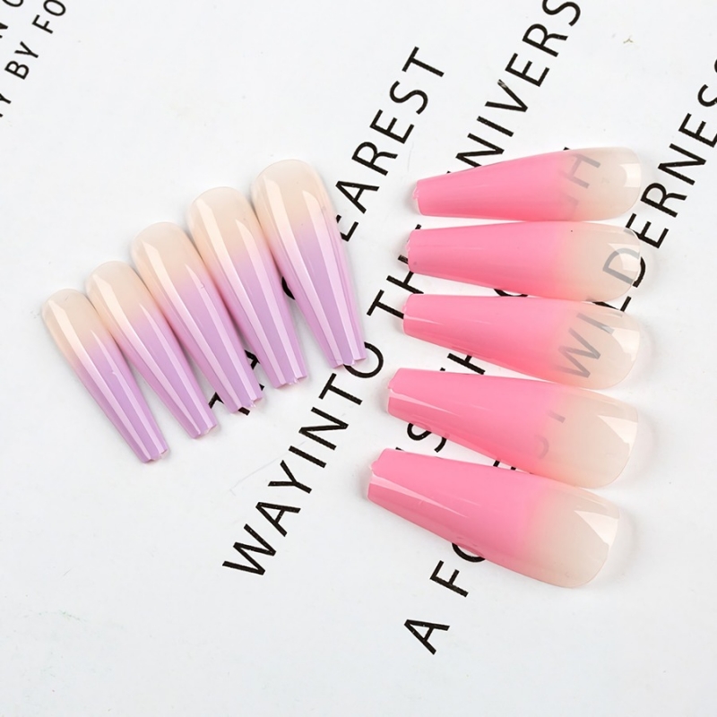 Wholesale Twenty pcs new jelly gradient color with nail file long fake ...