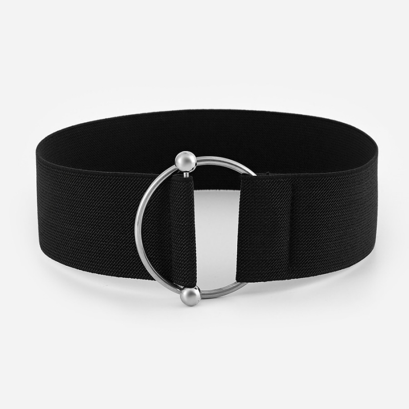 Wholesale New stylish round buckle elastic band simple adjustable belt(length65cm,width5cm