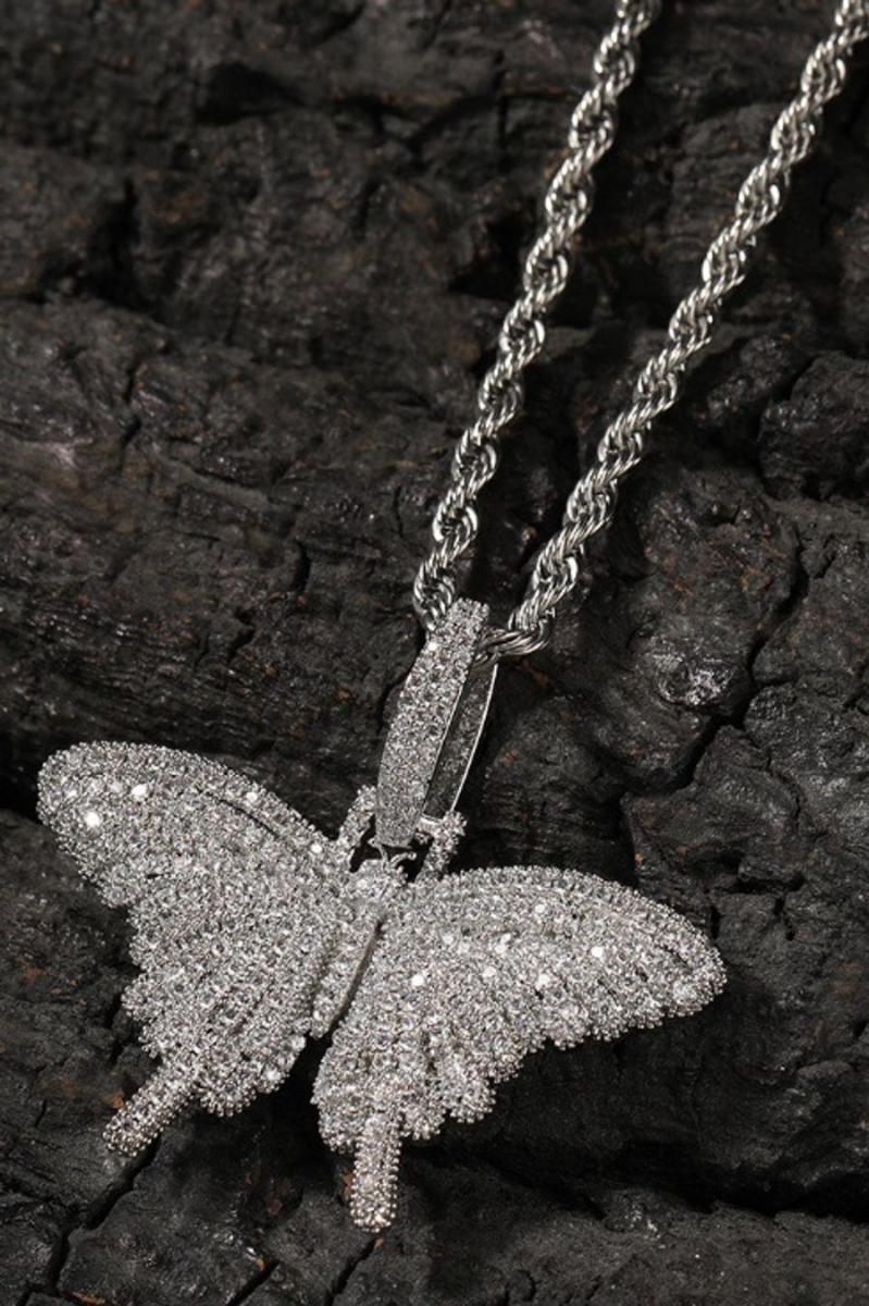 Vintage Ora Rhinestone Butterfly Necklace - Gem