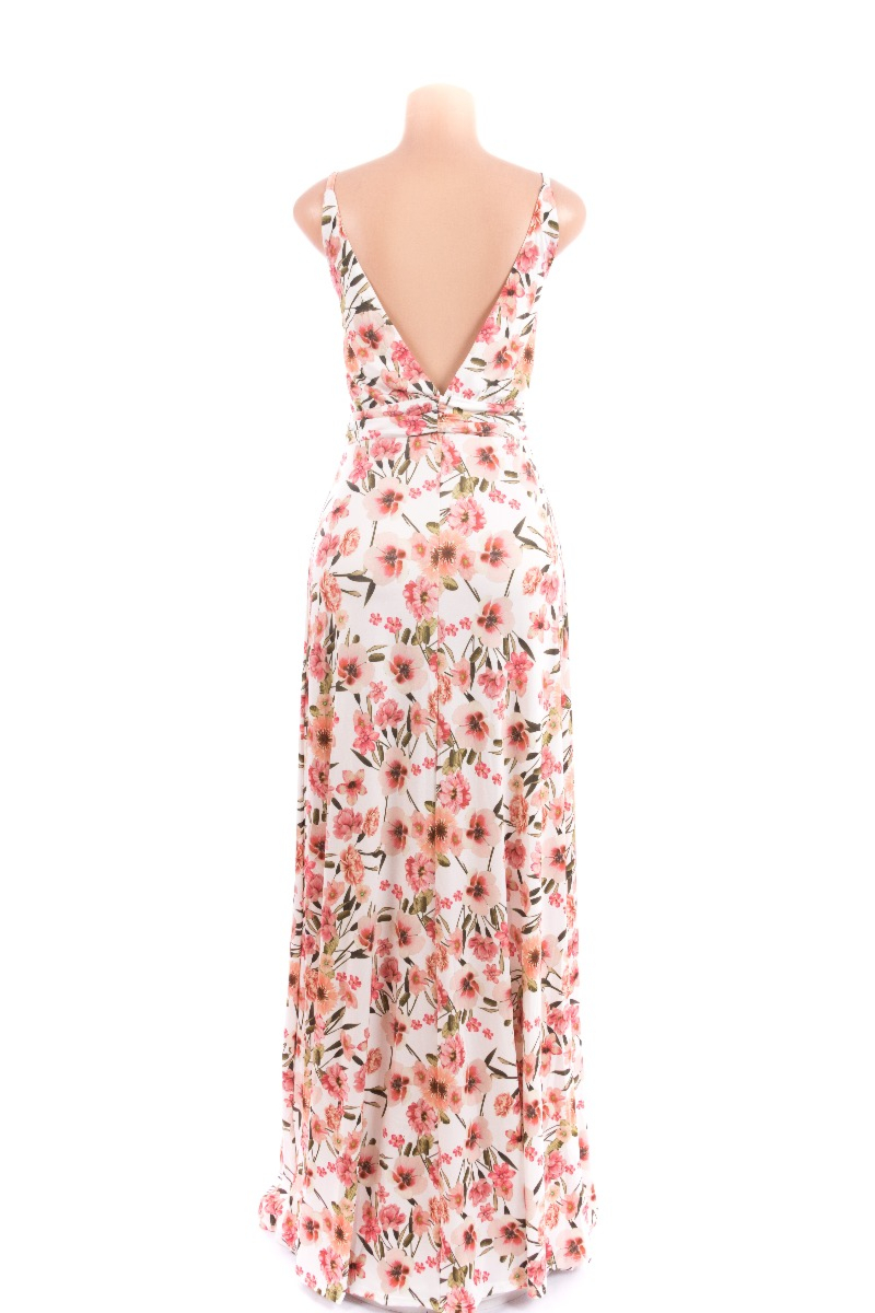 sexy deep v collar embroidery floral printed fishtail maxi dress