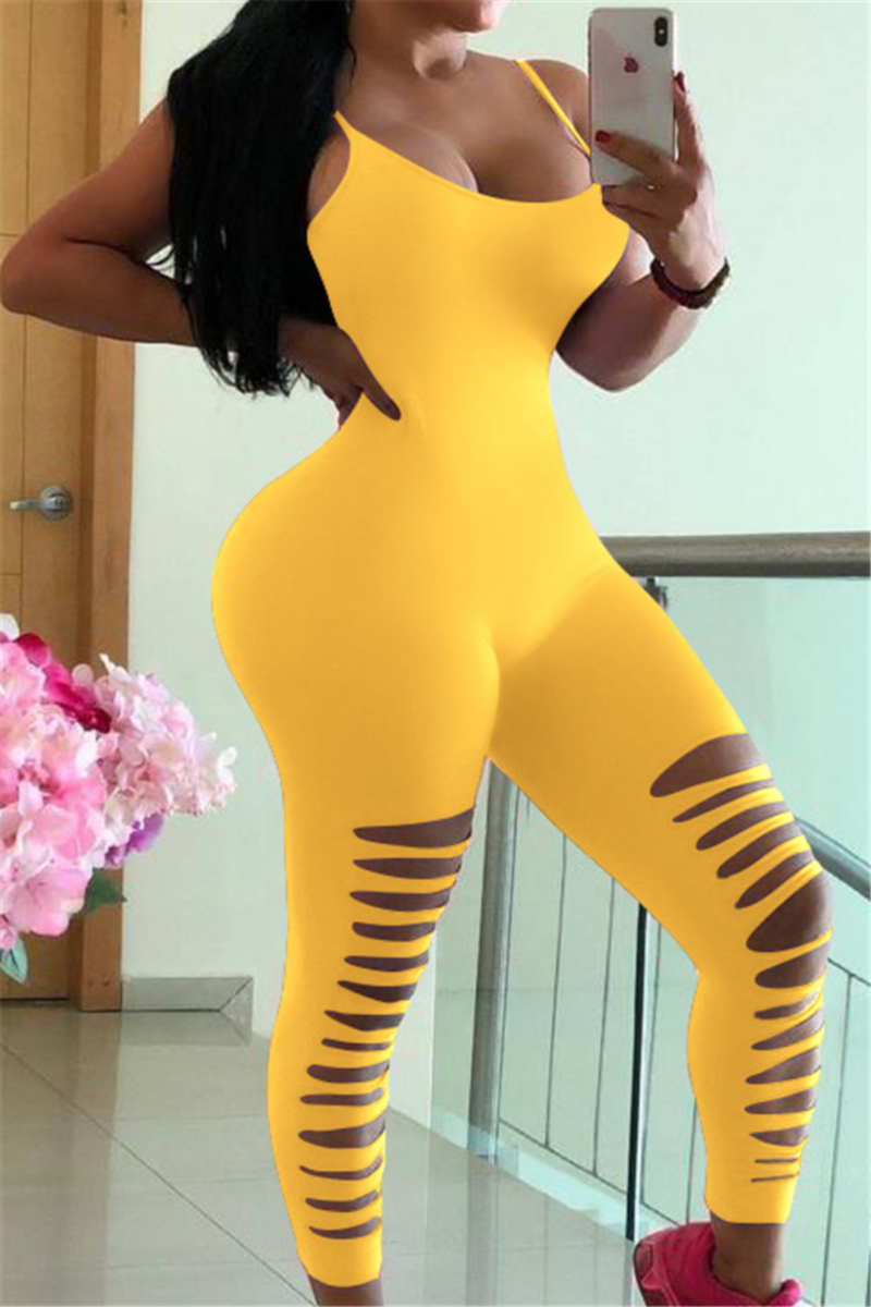 Yellow cheap tight jumpsuit