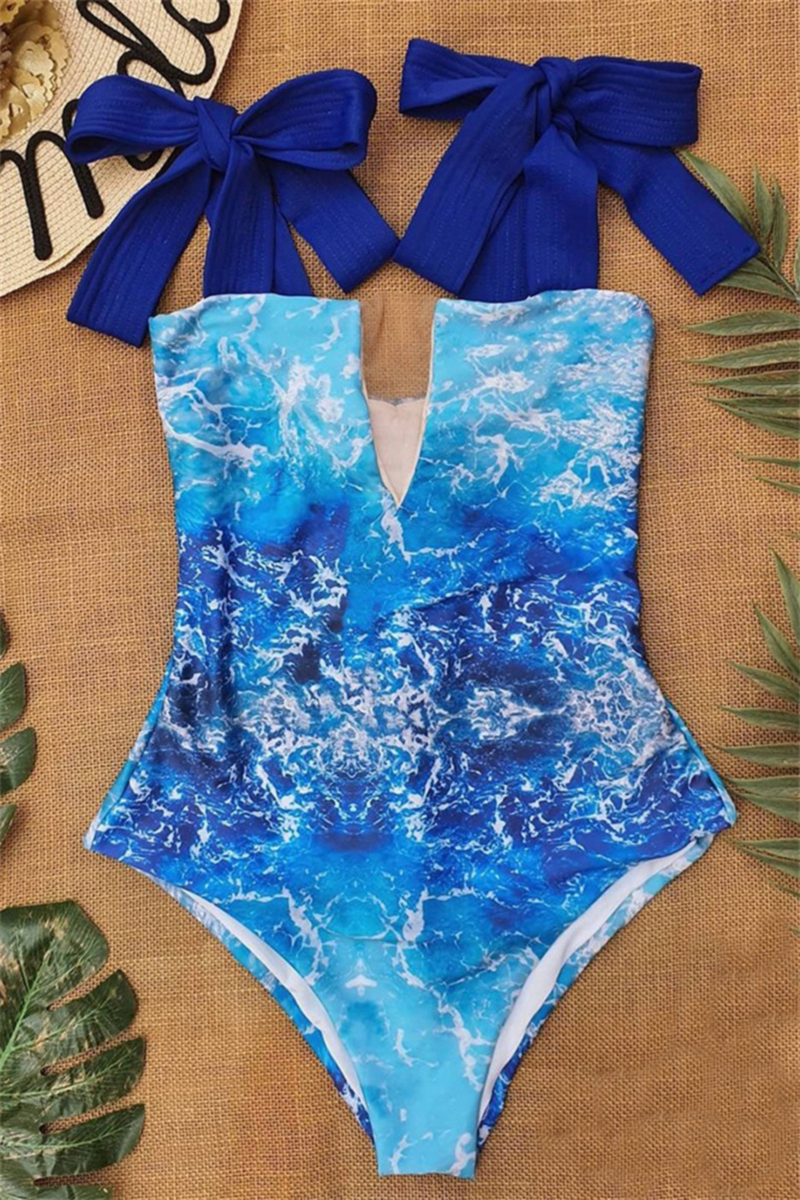 Wholesale New tie-dye padded tie-shoulder sexy one-piece swimsuit A74683 - Girlmerry.com