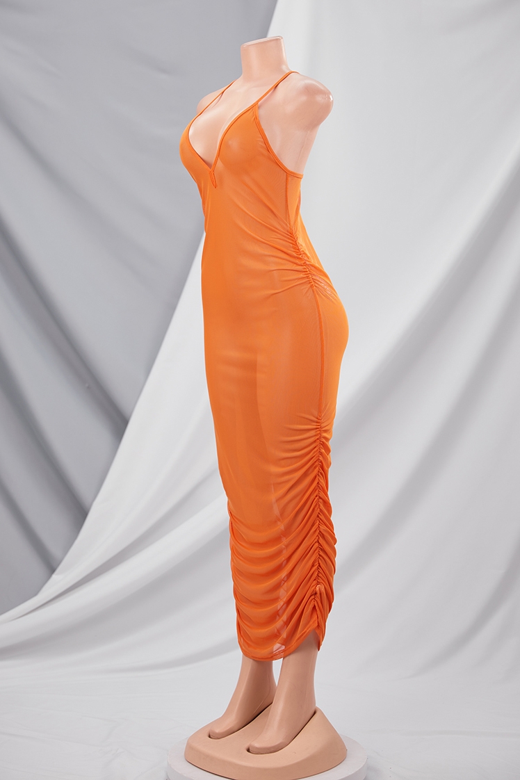 Wholesale Sexy plus size slight stretch mesh stripe printing kink maxi dress  (no panties) AA012952 