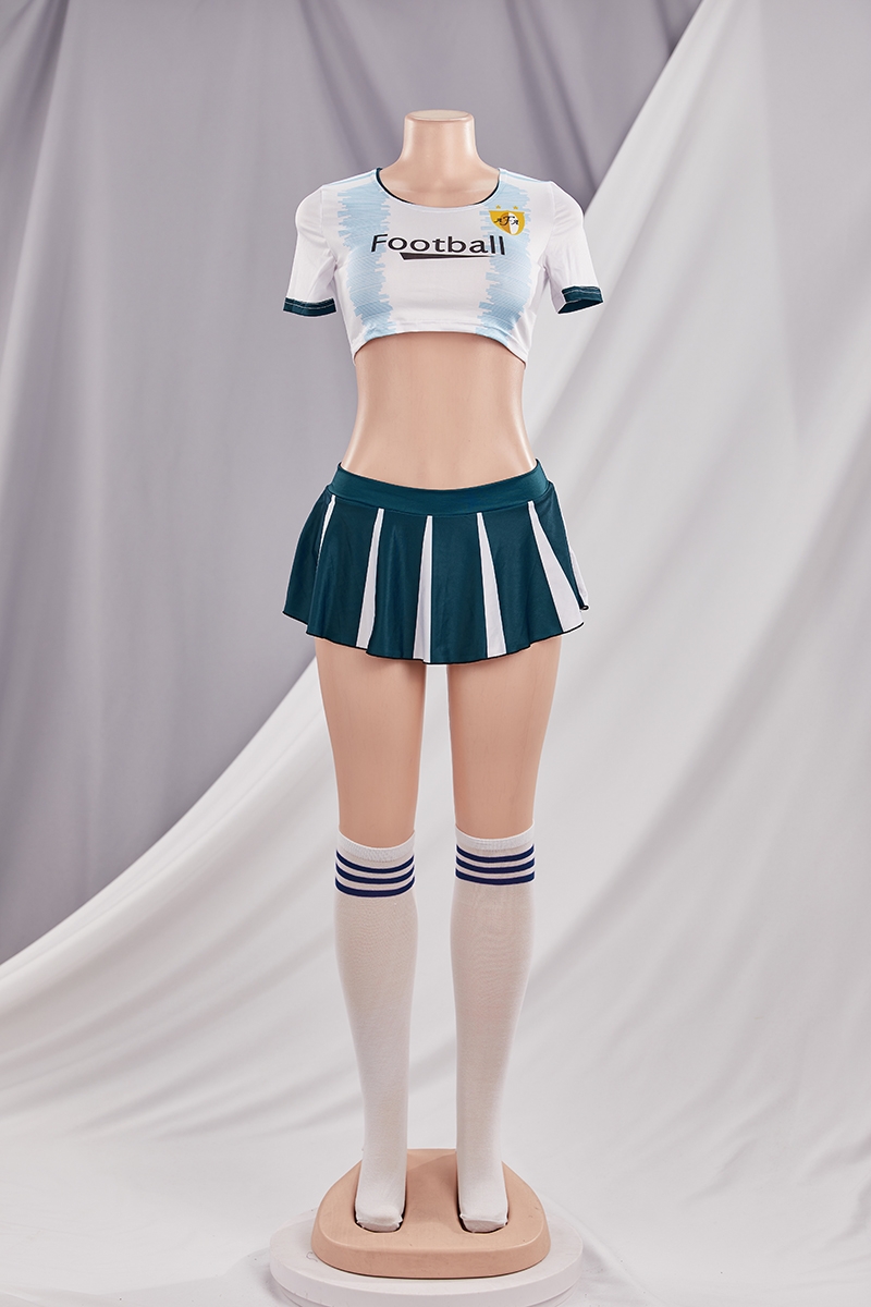 Sexy Foot Ball Costume Blue Cheerleader Outfit Cosplay 