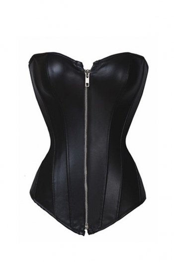 Women's Black Zebra Leather Corset