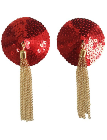 Sequins and metal tassel decorated fun invisible silicone one pair nipple cover