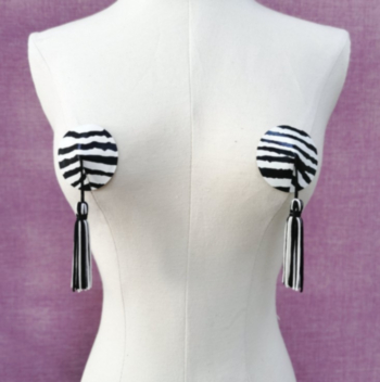 round zebra pattern tassel sexy nipple cover(one pair)