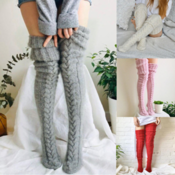 1 pair winter knitting thigh stockings