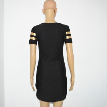Black Bronzing  Short-sleeved T-shirt Mini Dress