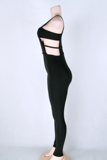 Women's Black Hollow Waist Sexy Jumpsuit