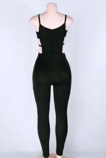 Women's Black Hollow Waist Sexy Jumpsuit