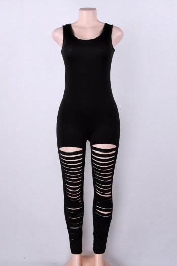 Women's Black Hollow Sexy Sample Jumpsuit