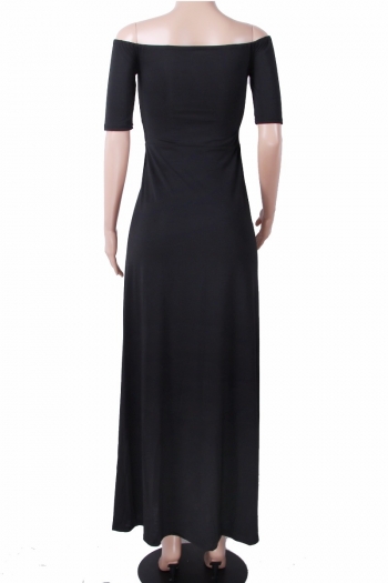 Black Off Shoulder High Slits Maxi Dress