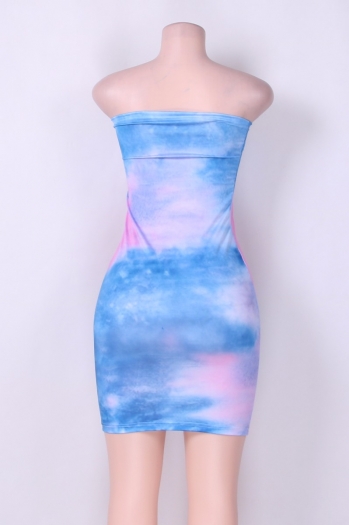 Strapless Tie-dye Sexy Tight Mini Dress 