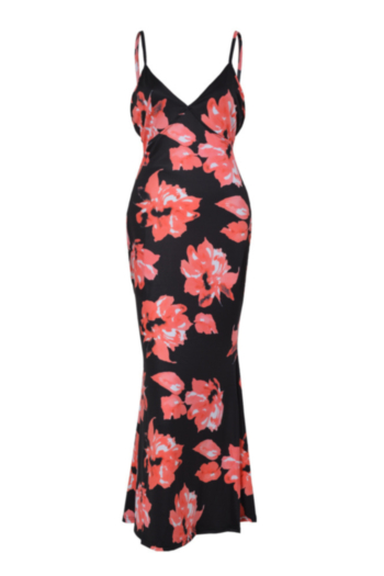 Sling Flower Printed Backless Maxi Dress