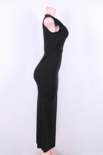 Black Slit Fishtail Long Dress