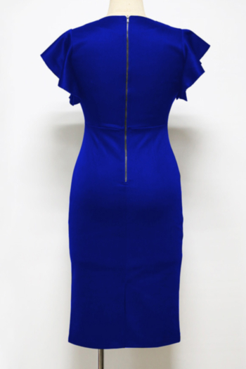 Women's Flounced Elegant Sample Solid Midi Dress