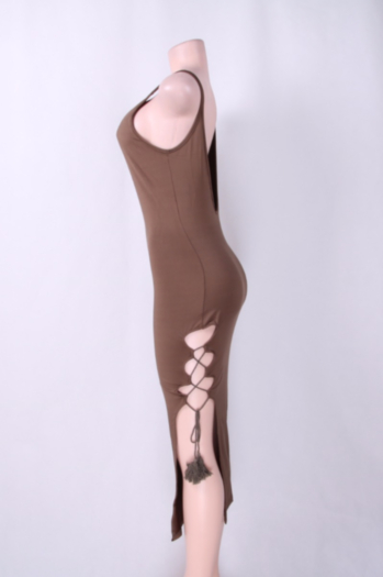 Women's Bandage Side Midi Sample Solid Dress
