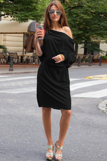 Women's Cotton Off-Shoulder Loose Fashion Midi Dress