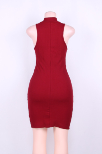 Solid Deep-V Sexy Tight Mini Dress