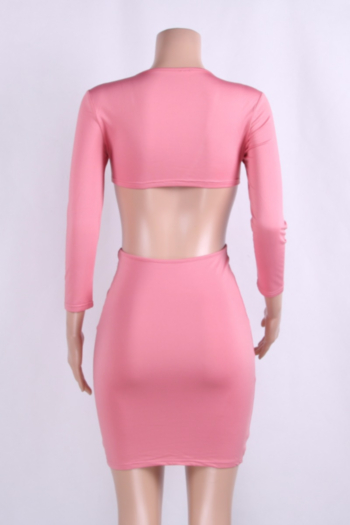 Pink Deep-V Hollow Waist Sexy Mini Dress