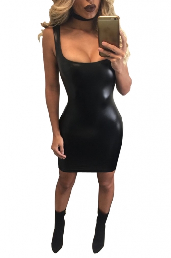 Black PU-Leather Sexy Tight Clubwear