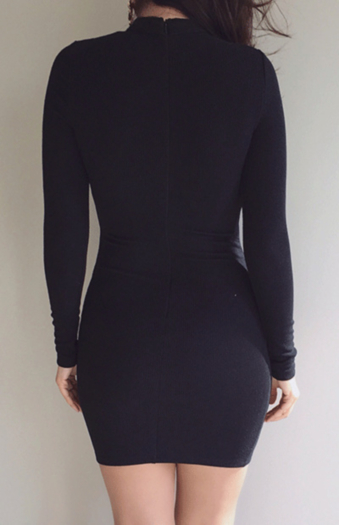 Solid Long-Sleeves Autumn Dress