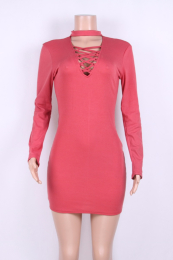 Solid Long-Sleeves Autumn Dress