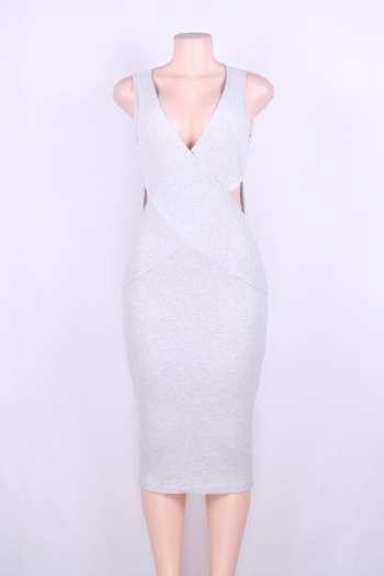 Cotton Elasticity Elegant Solid Midi Dress