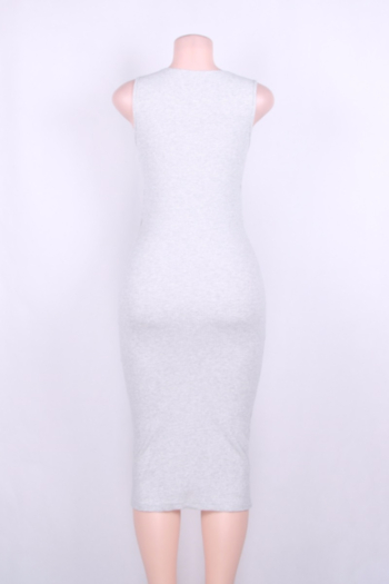 Cotton Elasticity Elegant Solid Midi Dress