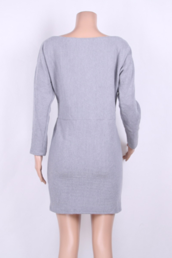 Solid Long-Sleeves Fashion Loose Off-Shoulder Mini Dress