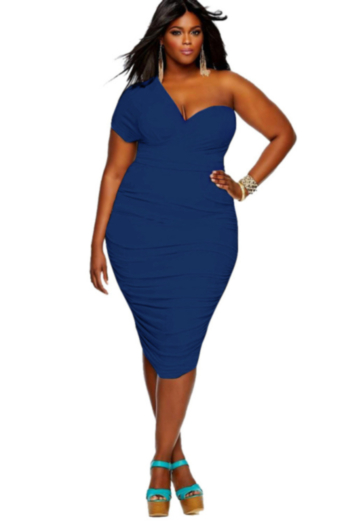 Women's Plus Size Sexy One Shoulder Party Padded Dress