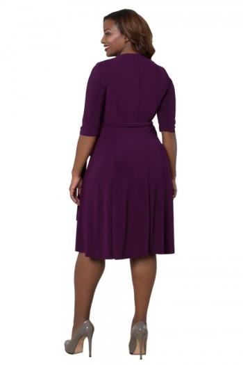 Solid Sample Elegant Plus Size Midi Dress