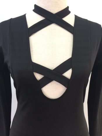 Black Long-Sleeves Bandage Little Party Dress