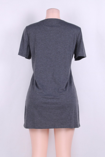 Hollow Neck Solid Cotton Mini Shirt Dress